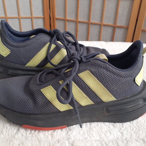 ADIDAS CLOUDFOAM RUNNING SNEAKERS BLUE/NEON TRAINERS 1Y3001-WOMENS SIZE 4.5 - Picture 2 of 7